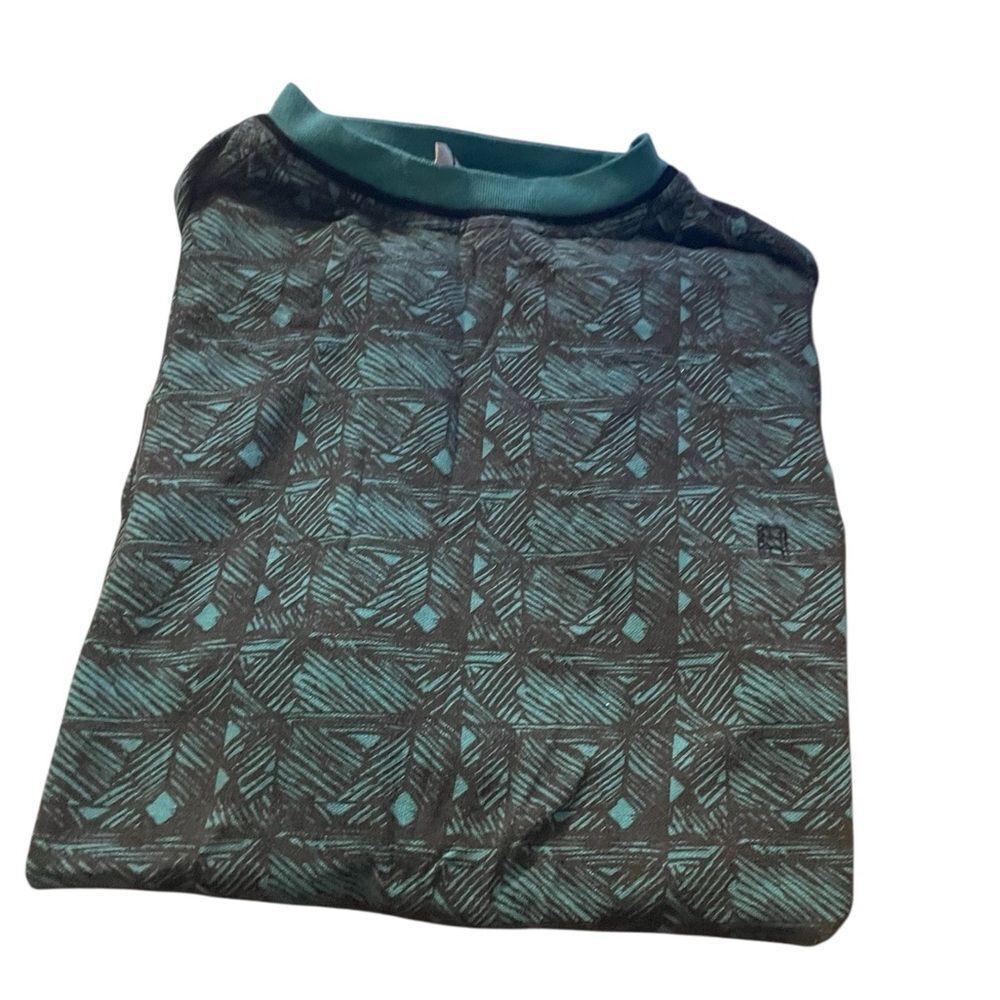 Hang ten vintage Teal and Black Geometric Patterned Top excellent condition L